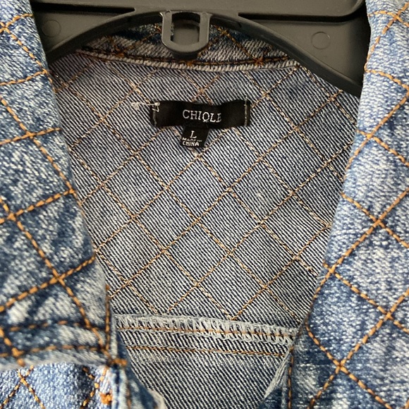 ChiQle Sleeveless Denim Jacket Size Large - Picture 2 of 3